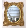 ANTICA SPECCHIERA SPECCHIO OVALE CORNICE LEGNO DECORO FREGI PASTIGLIA DORATO 