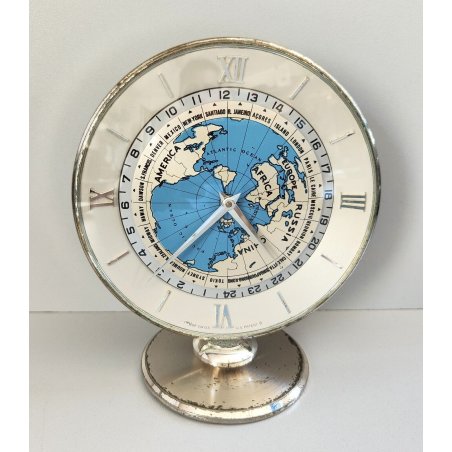 IMHOF World Timer OROLOGIO da TAVOLO VINTAGE 8 giorni OLD DESK CLOCK anni 60