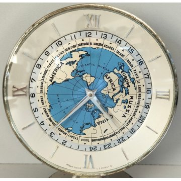 IMHOF World Timer OROLOGIO da TAVOLO VINTAGE 8 giorni OLD DESK CLOCK anni 60
