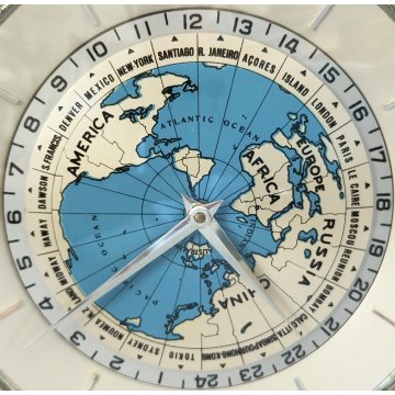 IMHOF World Timer OROLOGIO da TAVOLO VINTAGE 8 giorni OLD DESK CLOCK anni 60