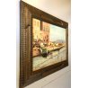 ANTICO QUADRO DIPINTO OLIO A. Pratella PAESAGGIO MARINA Napoli PORTO PESCATORI 