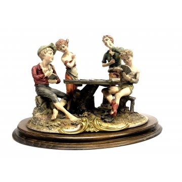 GRANDE SCULTURA RESINA Capodimonte Tepizzi SCUGNIZZI GIOCO DELLE CARTE POKER 900