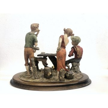 GRANDE SCULTURA RESINA Capodimonte Tepizzi SCUGNIZZI GIOCO DELLE CARTE POKER 900
