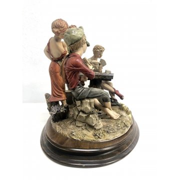 GRANDE SCULTURA RESINA Capodimonte Tepizzi SCUGNIZZI GIOCO DELLE CARTE POKER 900