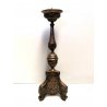 ANTICO CANDELABRO TORCERE ALTARE  LAMIERA RAME ARGENTATO DECORO SBALZO 53,5 cm/h