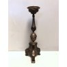 ANTICO CANDELABRO TORCERE ALTARE  LAMIERA RAME ARGENTATO DECORO SBALZO 53,5 cm/h