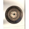 ANTICO CANDELABRO TORCERE ALTARE  LAMIERA RAME ARGENTATO DECORO SBALZO 53,5 cm/h
