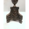 ANTICO CANDELABRO TORCERE ALTARE  LAMIERA RAME ARGENTATO DECORO SBALZO 53,5 cm/h
