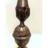 ANTICO CANDELABRO TORCERE ALTARE  LAMIERA RAME ARGENTATO DECORO SBALZO 53,5 cm/h