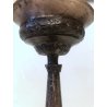 ANTICO CANDELABRO TORCERE ALTARE  LAMIERA RAME ARGENTATO DECORO SBALZO 53,5 cm/h