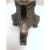ANTICO CANDELABRO TORCERE ALTARE  LAMIERA RAME ARGENTATO DECORO SBALZO 53,5 cm/h