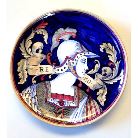 PIATTO PARATA CERAMICA LUSTRO Gualdo Tadino BAU G. Marini DECORO PROFILO FOGLIE