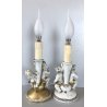 COPPIA ABATJOUR SCULTURA PORCELLANA Capodimonte FIGURE PUTTI ANGELI AMORINI '900