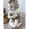COPPIA ABATJOUR SCULTURA PORCELLANA Capodimonte FIGURE PUTTI ANGELI AMORINI '900