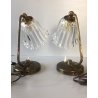 ANTICA COPPIA ABATJOUR OTTONE VETRO MURANO Ercole Barovier&Toso DECO' ANNI 30/40
