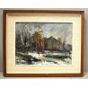 COPPIA QUADRO DIPINTO OLIO Giovanni Balansino CAMPAGNA LOMBARDA - NEVICATA 1968