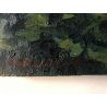 DIPINTO OLIO TELA Carlo Monti PAESAGGIO VEDUTA ARONA LAGO MAGGIORE BLU VERDE 900