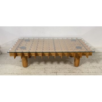 TAVOLINO DESIGN GIANFRANCO FRATTINI KYOTO 1974 VINTAGE SALOTTO LEGNO VETRO KNOLL
