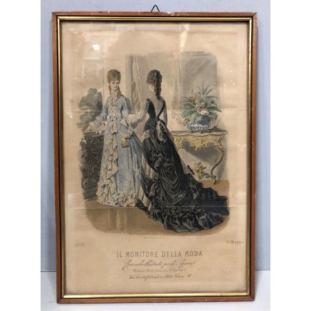 ANTICA STAMPA ACQUERELLATA Il monitore della moda GIORNALE ILLUSTRATO Milano 875
