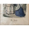 ANTICA LITOGRAFIA ACQUERELLATA La Mode Illustrée Bureaux du Journal MILANO PARIS