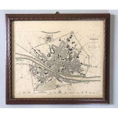 ANTICA STAMPA MAPPA Firenze Florence Drawn  W.B. Clarke ENGRAVED E. Turrel 1835