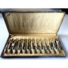 ANTICO SET 24 POSATE DESSERT LIBERTY Solingen LAMA ORO MANICO LAMINA ARGENTO 800