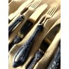 ANTICO SET 24 POSATE DESSERT LIBERTY Solingen LAMA ORO MANICO LAMINA ARGENTO 800