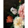 ANTICO QUADRO DIPINTO OLIO TAVOLA NATURA MORTA con FIORI ROSE ROMANTICISMO EPOCA