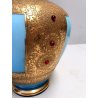 VASO GIOIELLO VINTAGE  BOHEMIAN GLASS AZZURRO OPALINO ROSSO RUBINO ORO  '30/'50