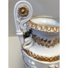 ANTICO VASO DECORATIVO PORCELLANA Capodimonte Ginori Doccia BIANCO DECORO ORO  