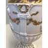 ANTICO VASO DECORATIVO PORCELLANA Capodimonte Ginori Doccia BIANCO DECORO ORO  