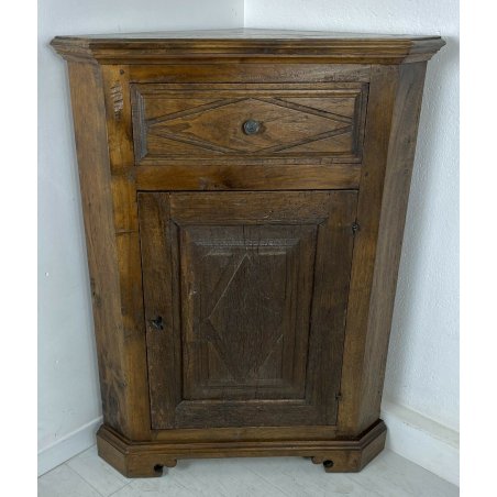 ANTICA PICCOLA ANGOLIERA LEGNO MASSELLO NOCE CANTONALE MOBILE OLD 900 EPOCA 