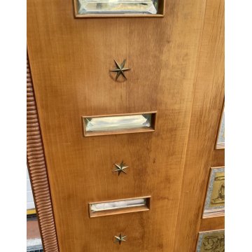 MOBILE BAR CREDENZA DESIGN ATTR PAOLO BUFFA ANNI 50/60 VETRO SPECCHIO STELLE 