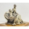 ANTICA SCULTURA GIUSEPPE GRANELLO STATUA DAMA BAMBINO TERRACOTTA RAME ARGENTATO