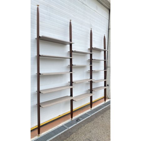 LIBRERIA VINTAGE TERRA CIELO SCAFFALE 14 RIPIANI DESIGN LEGNO TEAK ANNI 50/60 