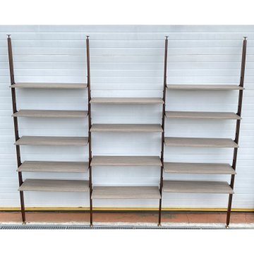 LIBRERIA VINTAGE TERRA CIELO SCAFFALE 14 RIPIANI DESIGN LEGNO TEAK ANNI 50/60 