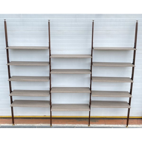 LIBRERIA VINTAGE TERRA CIELO SCAFFALE 14 RIPIANI DESIGN LEGNO TEAK ANNI 50 /60