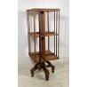 ANTICA LIBRERIA GIREVOLE VITTORIANA COMODINO INGLESE ETAGERE LEGNO NOCE 1800 OLD