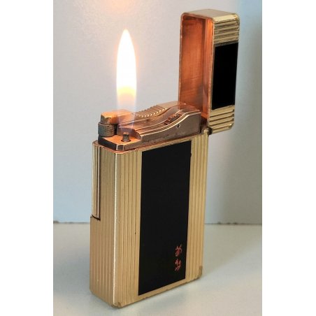 ACCENDINO TASCA St Dupont LACCA CINESE Paris France VINTAGE GOLD LIGHTER BRIQUET