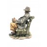 GRANDE SCULTURA CERAMICA BISCUIT Capodimonte FIGURA Vagabondo CLOCHARD PANCA 900