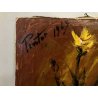 DIPINTO OLIO TELA Pintor NATURA MORTA GIRASOLI SELVATICI FIORI GIALLI CALTIGNAGA