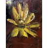 DIPINTO OLIO TELA Pintor NATURA MORTA GIRASOLI SELVATICI FIORI GIALLI CALTIGNAGA