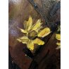 DIPINTO OLIO TELA Pintor NATURA MORTA GIRASOLI SELVATICI FIORI GIALLI CALTIGNAGA
