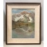 ANTICO QUADRO OLIO TELA Magnini Corso PAESAGGIO MONTANO Monte Bianco 
