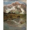 ANTICO QUADRO OLIO TELA Magnini Corso PAESAGGIO MONTANO Monte Bianco 