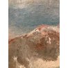 ANTICO QUADRO OLIO TELA Magnini Corso PAESAGGIO MONTANO Monte Bianco 