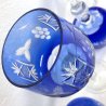 SET 6 BICCHIERI CALICE VINO CRISTALLO MOLATO BLU COBALTO VERRES VINTAGE ANNI '50