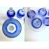 SET 6 BICCHIERI CALICE VINO CRISTALLO MOLATO BLU COBALTO VERRES VINTAGE ANNI '50