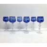 SET 6 BICCHIERI CALICE VINO CRISTALLO MOLATO BLU COBALTO VERRES VINTAGE ANNI '50