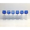 SET 6 BICCHIERI CALICE VINO CRISTALLO MOLATO BLU COBALTO VERRES VINTAGE ANNI '50
